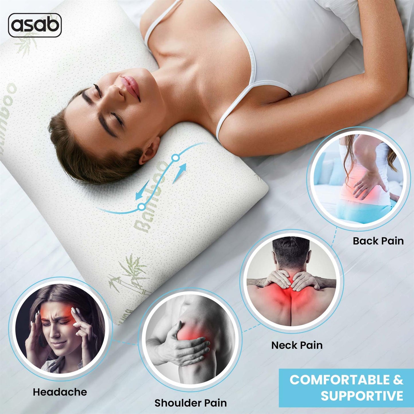 Ultimate Bamboo Memory Foam Pillow - Hypoallergenic & Thermal Regulating Comfort - Bamboo Can Do