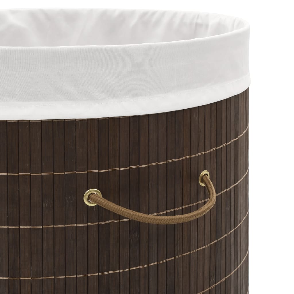 Round Shape Bamboo Laundry Bin with Removable Liner - Stylish & Portable - Bamboo Can Do