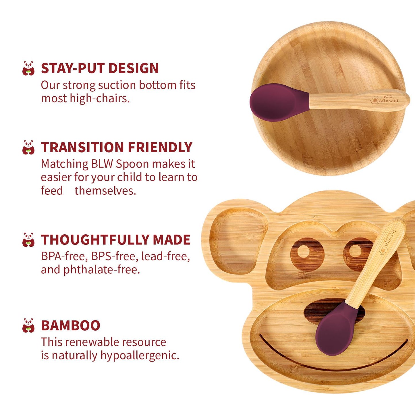 BAMBOO MONKEY PLATE,BOWL & SPOON SET - Bamboo Can Do