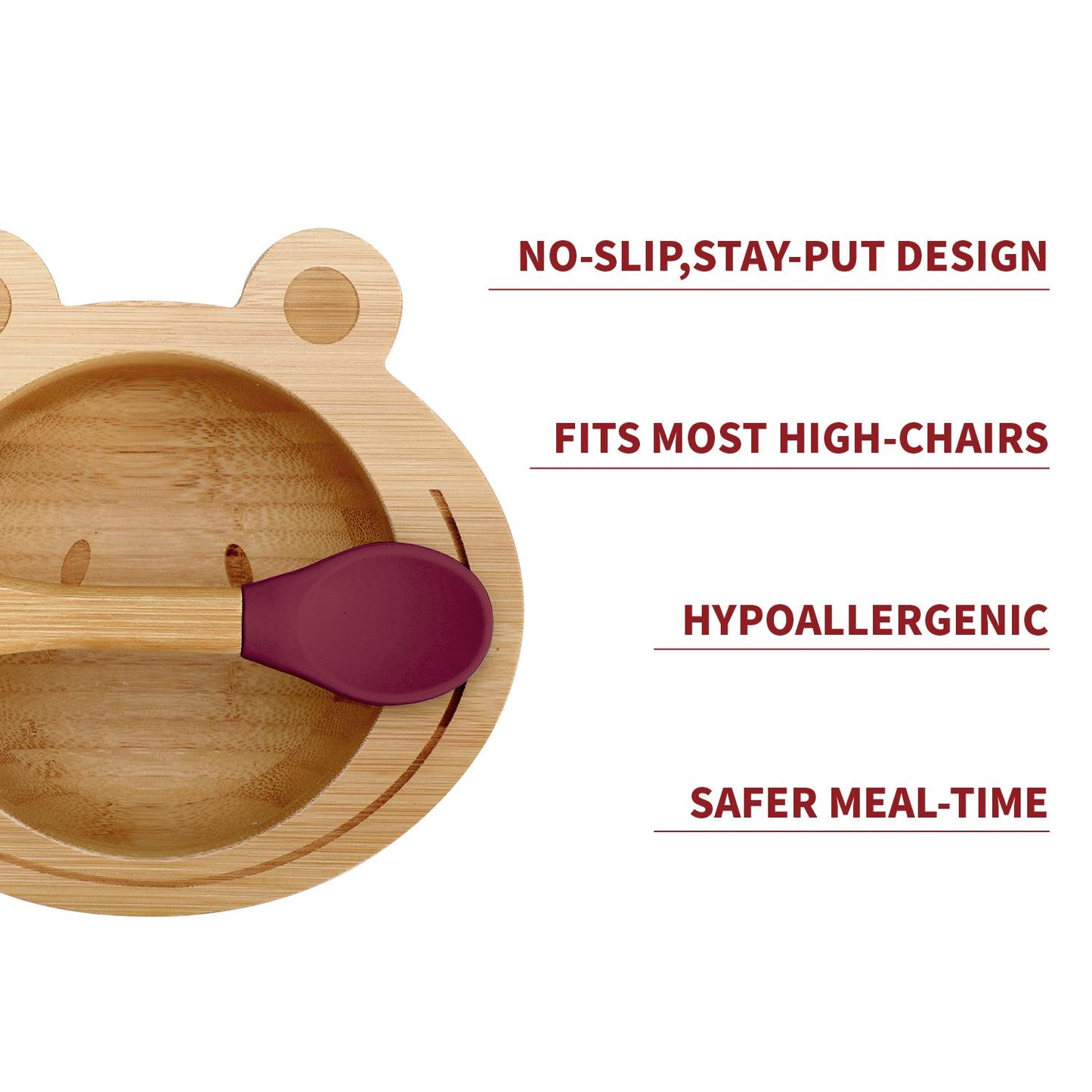 Kids All - Natural Bamboo Frog Bowl & Spoon Set with Suction Base - Bamboo Can Do