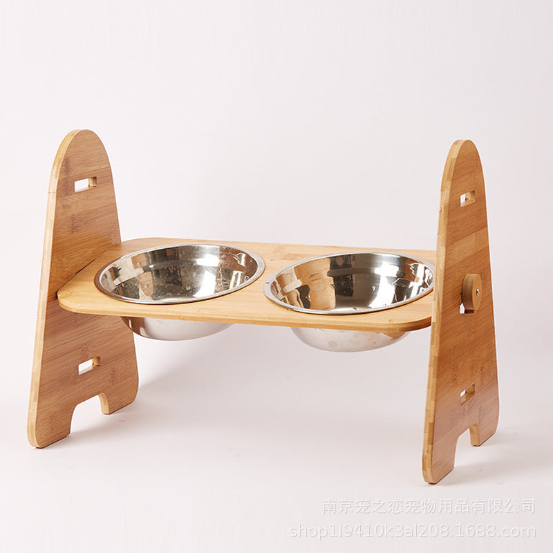 Medium & Large Dog Bamboo Adjustable Feeding Stand