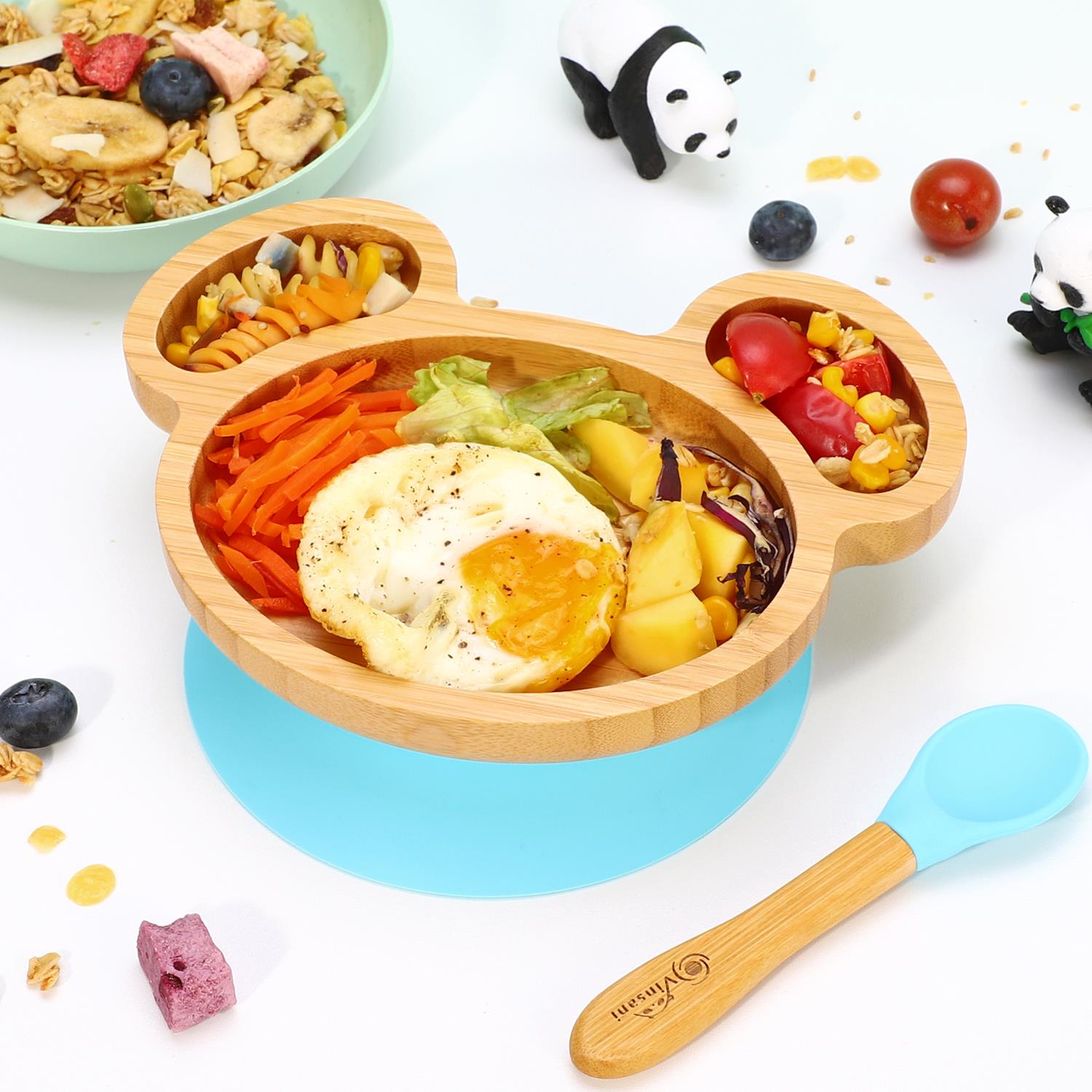 Kids Bamboo Mouse Plate & Spoon Set: Safe, Fun, and Non - Slip Mealtime Magic! - Bamboo Can Do