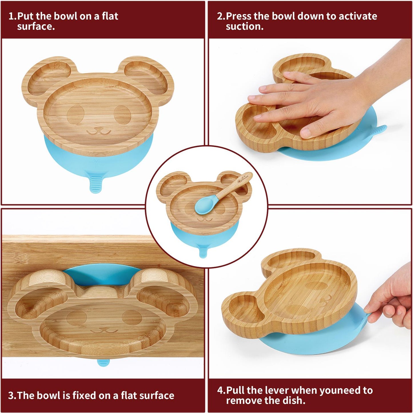 Kids Bamboo Mouse Plate & Spoon Set: Safe, Fun, and Non - Slip Mealtime Magic! - Bamboo Can Do