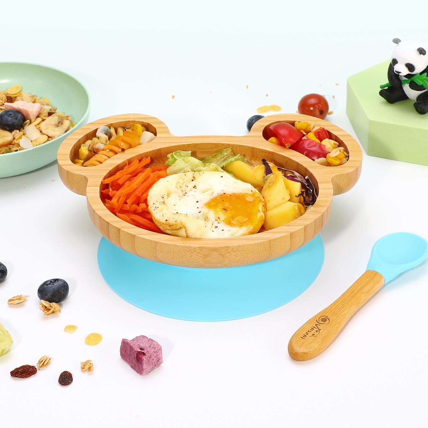 Kids Bamboo Mouse Plate & Spoon Set: Safe, Fun, and Non - Slip Mealtime Magic! - Bamboo Can Do