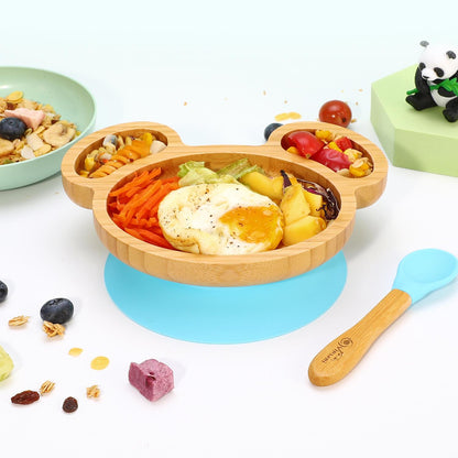Kids Bamboo Mouse Plate & Spoon Set: Safe, Fun, and Non - Slip Mealtime Magic! - Bamboo Can Do