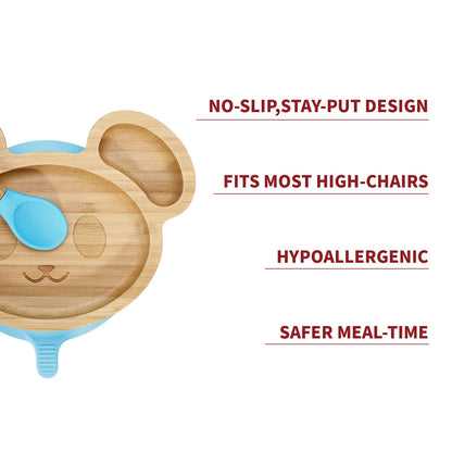 Kids Bamboo Mouse Plate & Spoon Set: Safe, Fun, and Non - Slip Mealtime Magic! - Bamboo Can Do