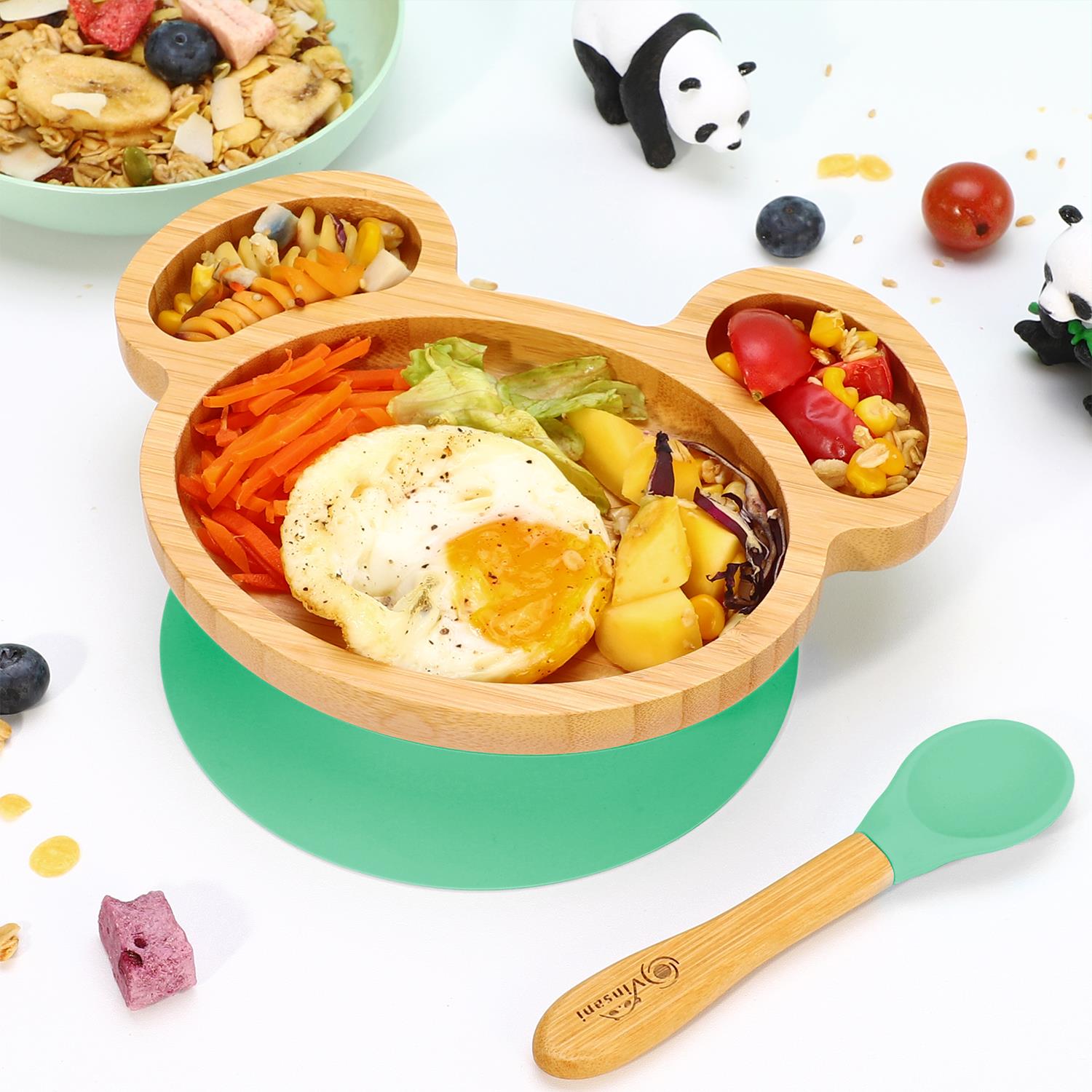 Kids Bamboo Mouse Plate & Spoon Set: Safe, Fun, and Non - Slip Mealtime Magic! - Bamboo Can Do