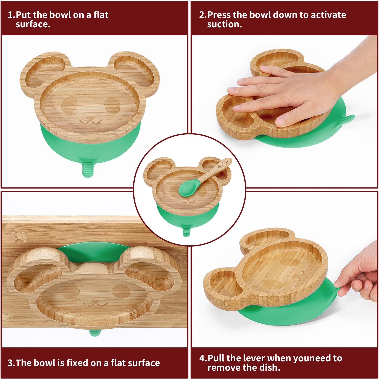 Kids Bamboo Mouse Plate & Spoon Set: Safe, Fun, and Non - Slip Mealtime Magic! - Bamboo Can Do