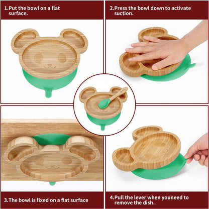 Kids Bamboo Mouse Plate & Spoon Set: Safe, Fun, and Non - Slip Mealtime Magic! - Bamboo Can Do