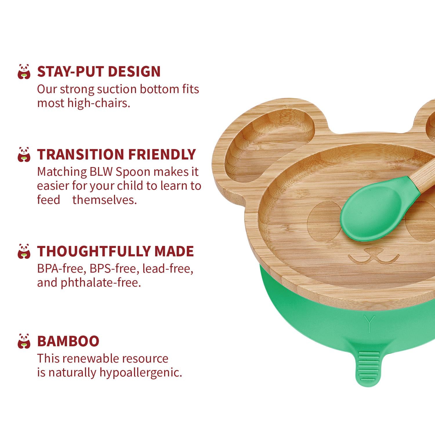 Kids Bamboo Mouse Plate & Spoon Set: Safe, Fun, and Non - Slip Mealtime Magic! - Bamboo Can Do