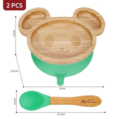 Kids Bamboo Mouse Plate & Spoon Set: Safe, Fun, and Non - Slip Mealtime Magic! - Bamboo Can Do