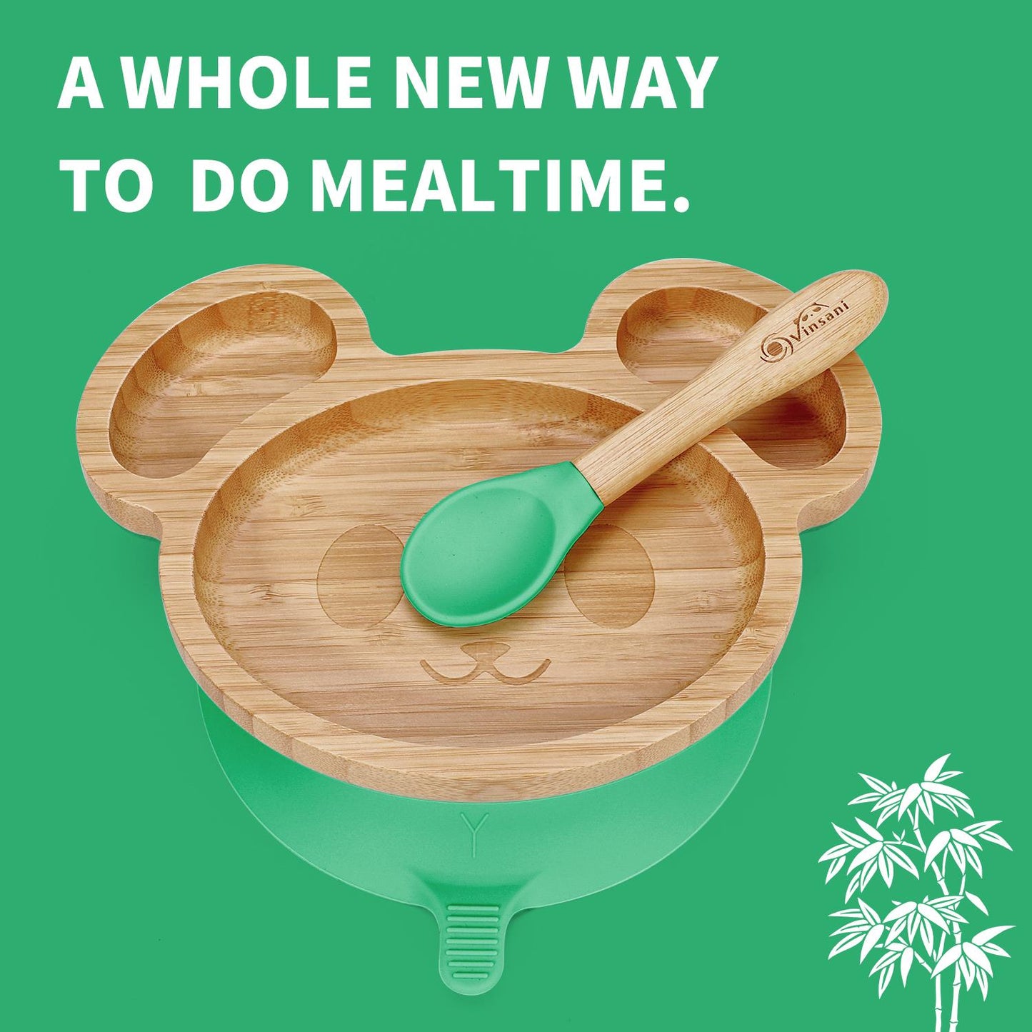 Kids Bamboo Mouse Plate & Spoon Set: Safe, Fun, and Non - Slip Mealtime Magic! - Bamboo Can Do