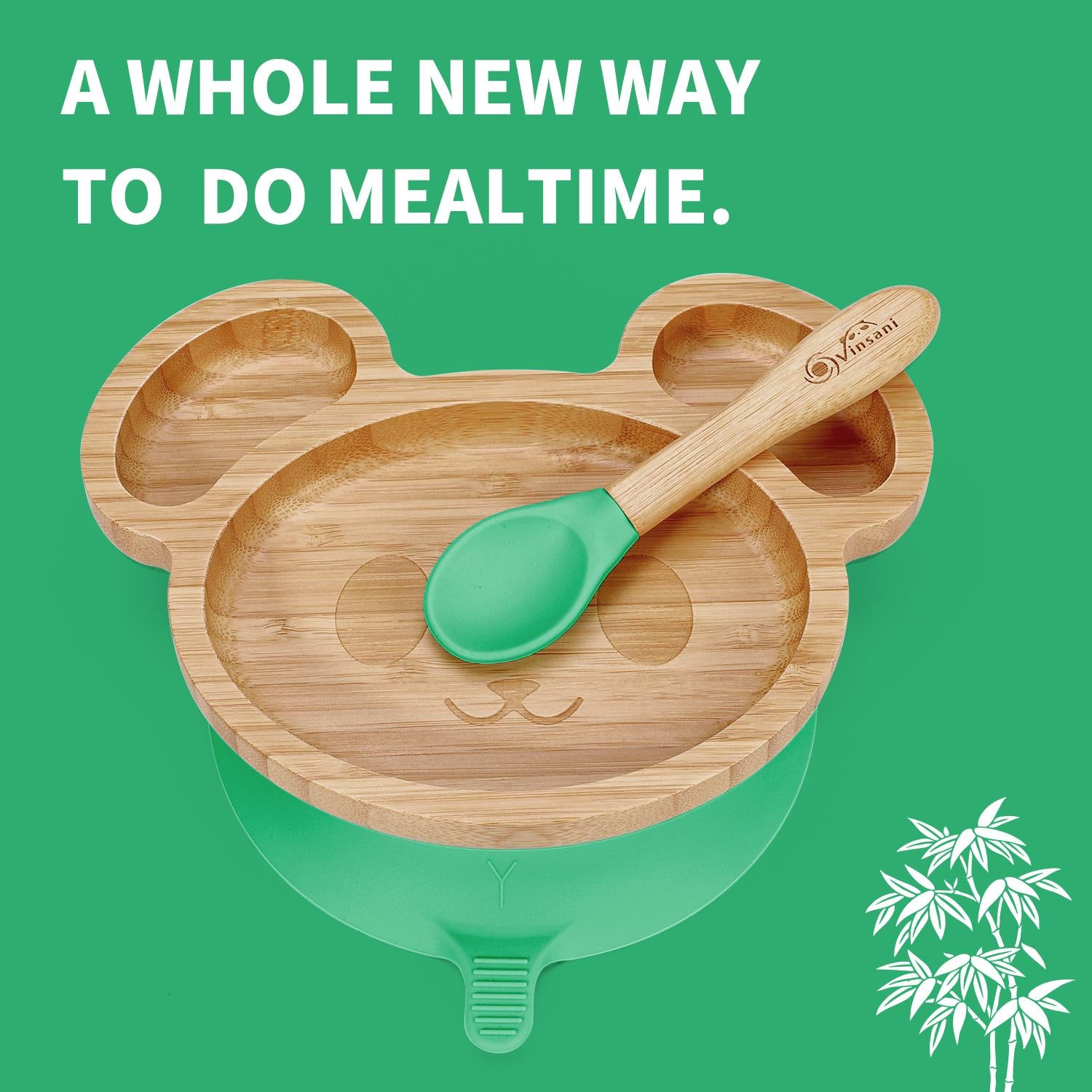 Kids Bamboo Mouse Plate & Spoon Set: Safe, Fun, and Non - Slip Mealtime Magic! - Bamboo Can Do