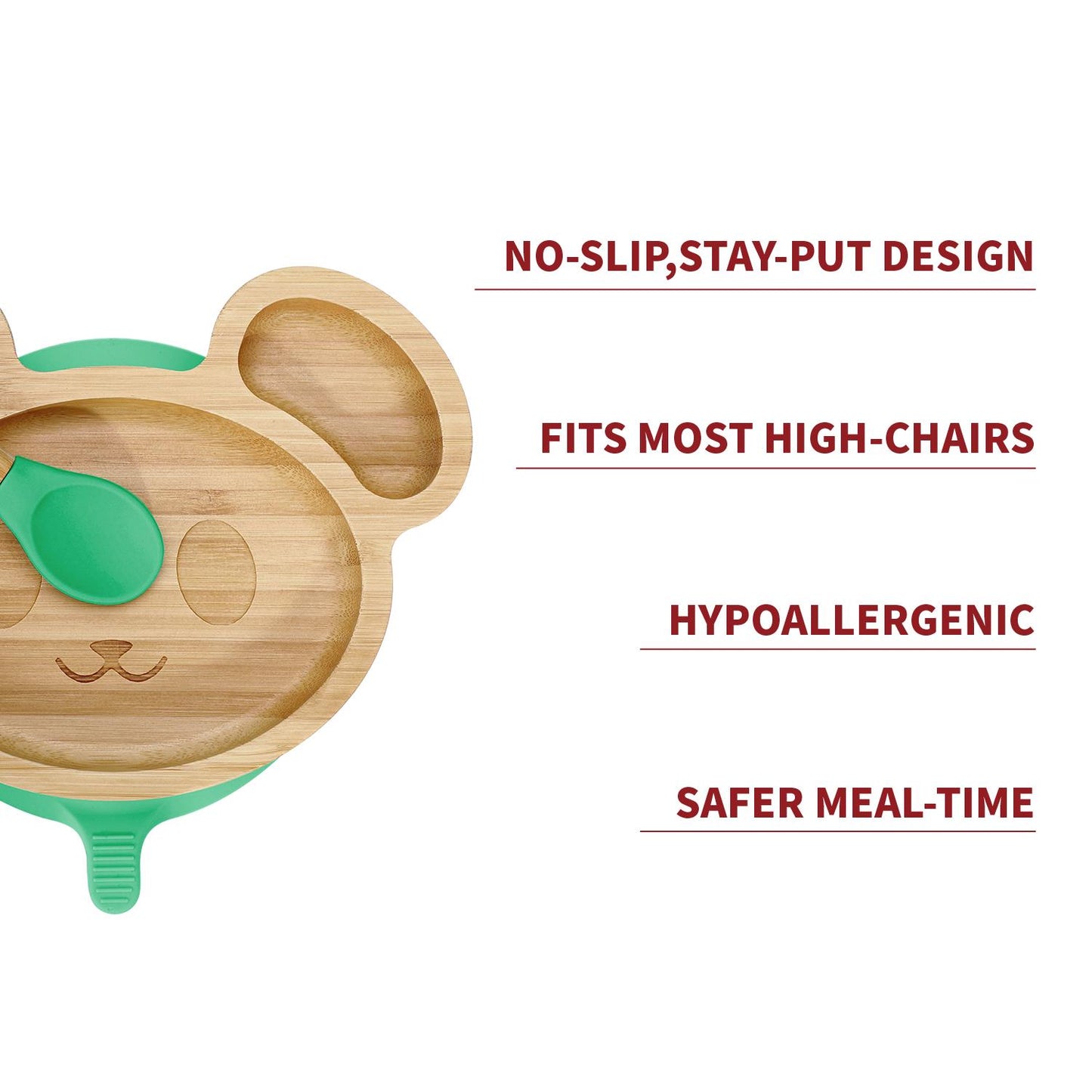 Kids Bamboo Mouse Plate & Spoon Set: Safe, Fun, and Non - Slip Mealtime Magic! - Bamboo Can Do