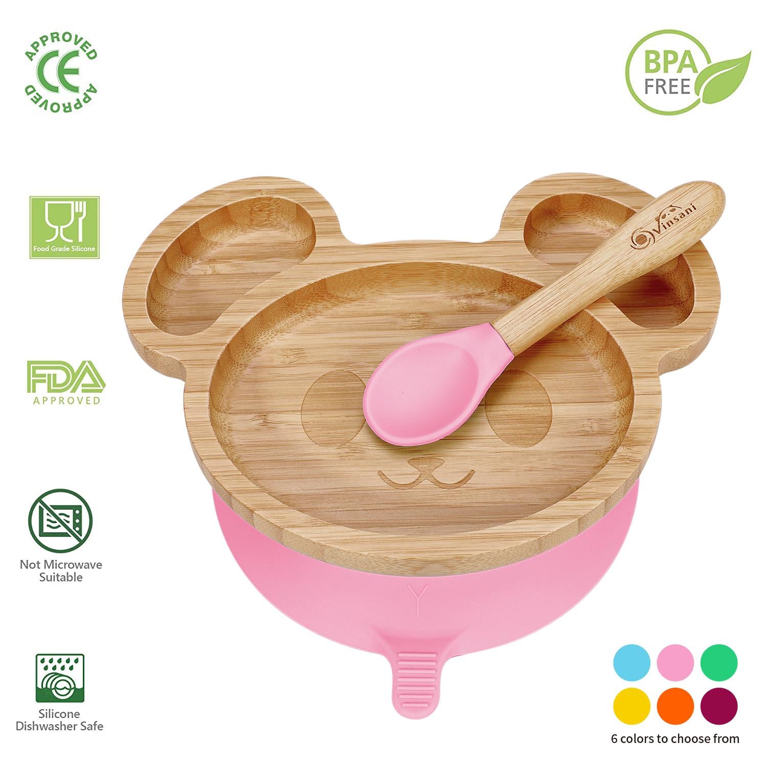 Kids Bamboo Mouse Plate & Spoon Set: Safe, Fun, and Non - Slip Mealtime Magic! - Bamboo Can Do