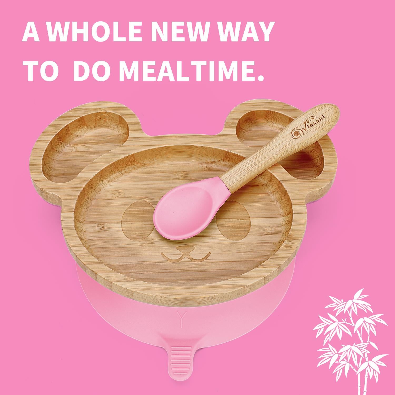 Kids Bamboo Mouse Plate & Spoon Set: Safe, Fun, and Non - Slip Mealtime Magic! - Bamboo Can Do