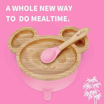 Kids Bamboo Mouse Plate & Spoon Set: Safe, Fun, and Non - Slip Mealtime Magic! - Bamboo Can Do