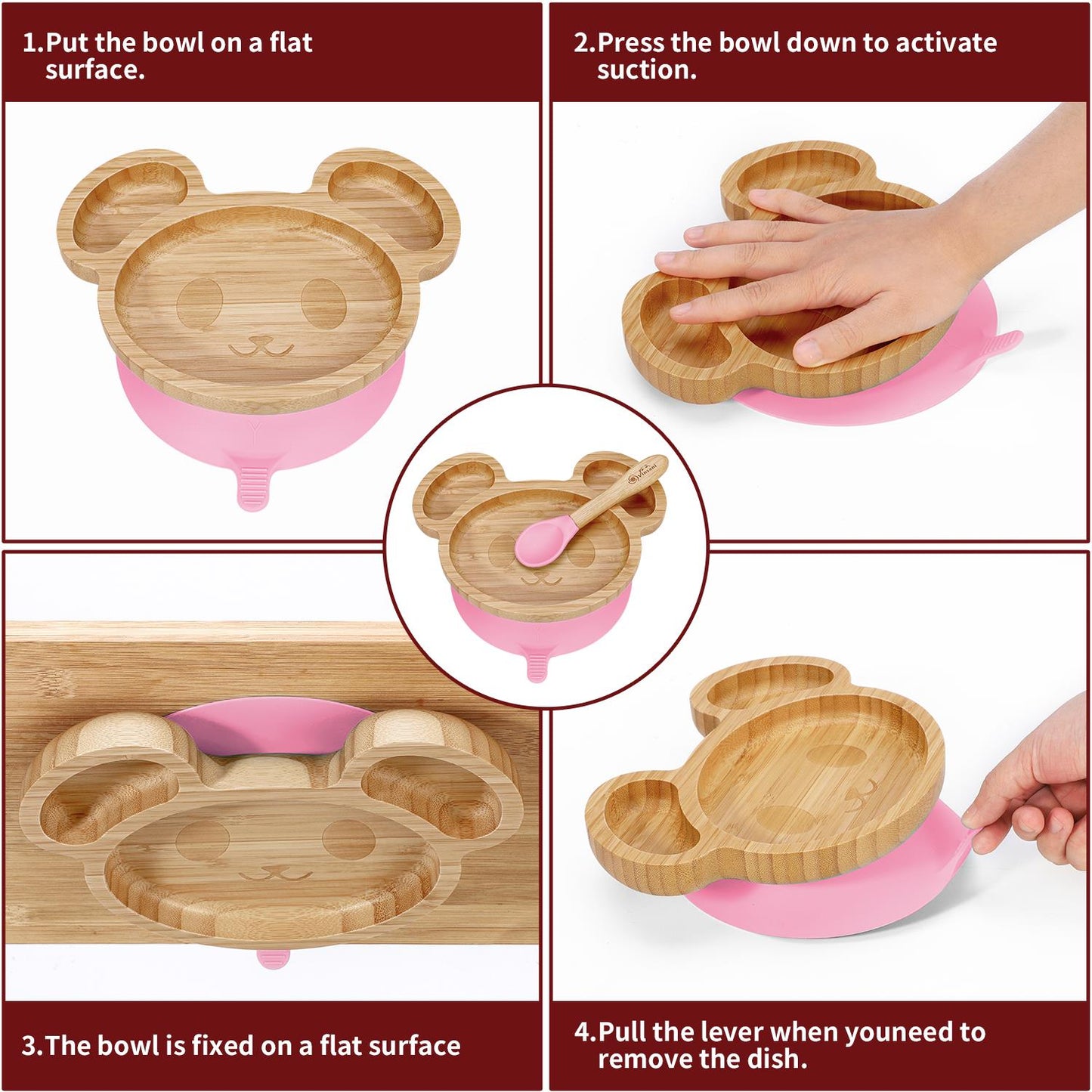 Kids Bamboo Mouse Plate & Spoon Set: Safe, Fun, and Non - Slip Mealtime Magic! - Bamboo Can Do