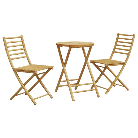 vidaXL Stylish 3-Piece Bamboo Bistro Set - Perfect for Outdoor Relaxation!