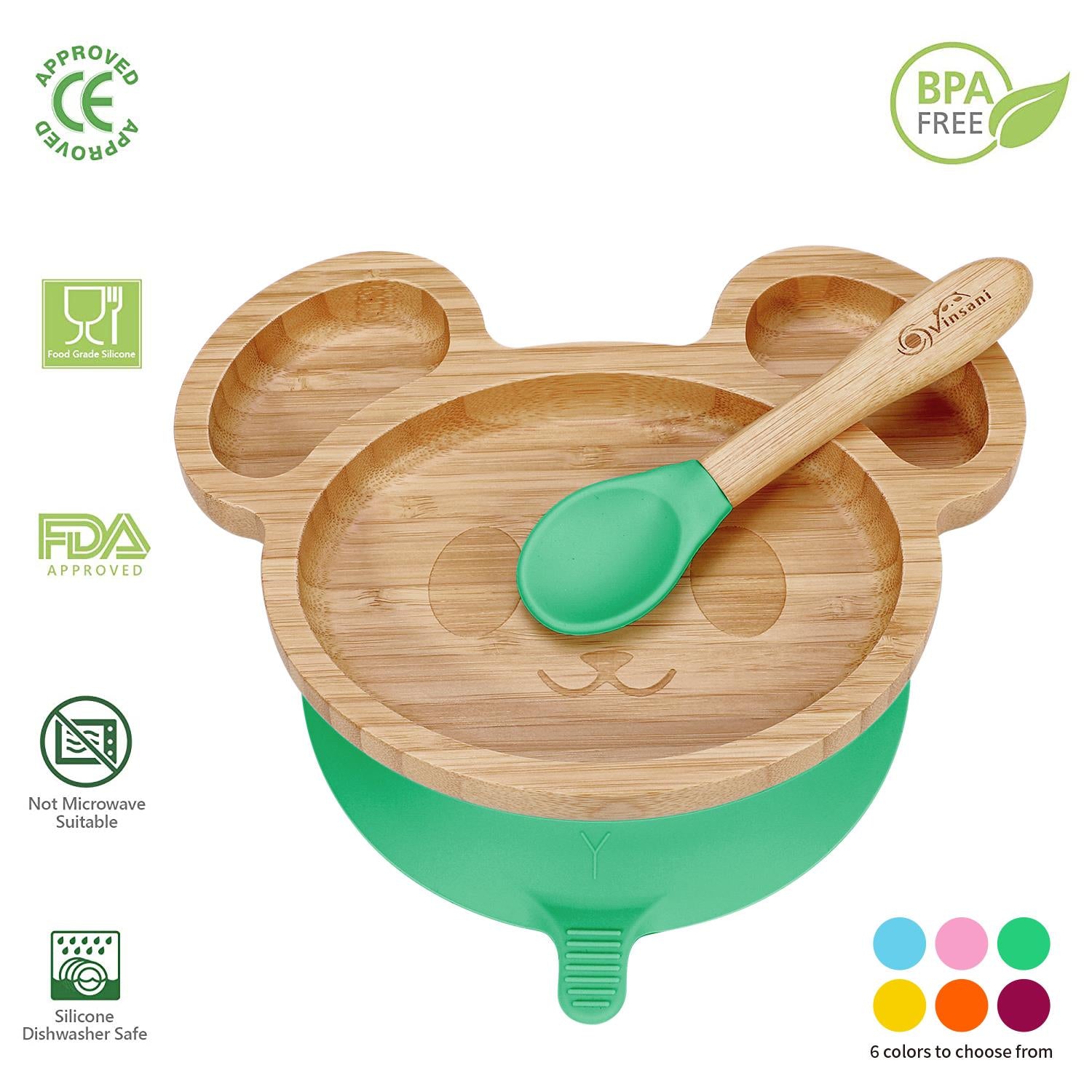 Kids Bamboo Mouse Plate & Spoon Set: Safe, Fun, and Non - Slip Mealtime Magic! - Bamboo Can Do