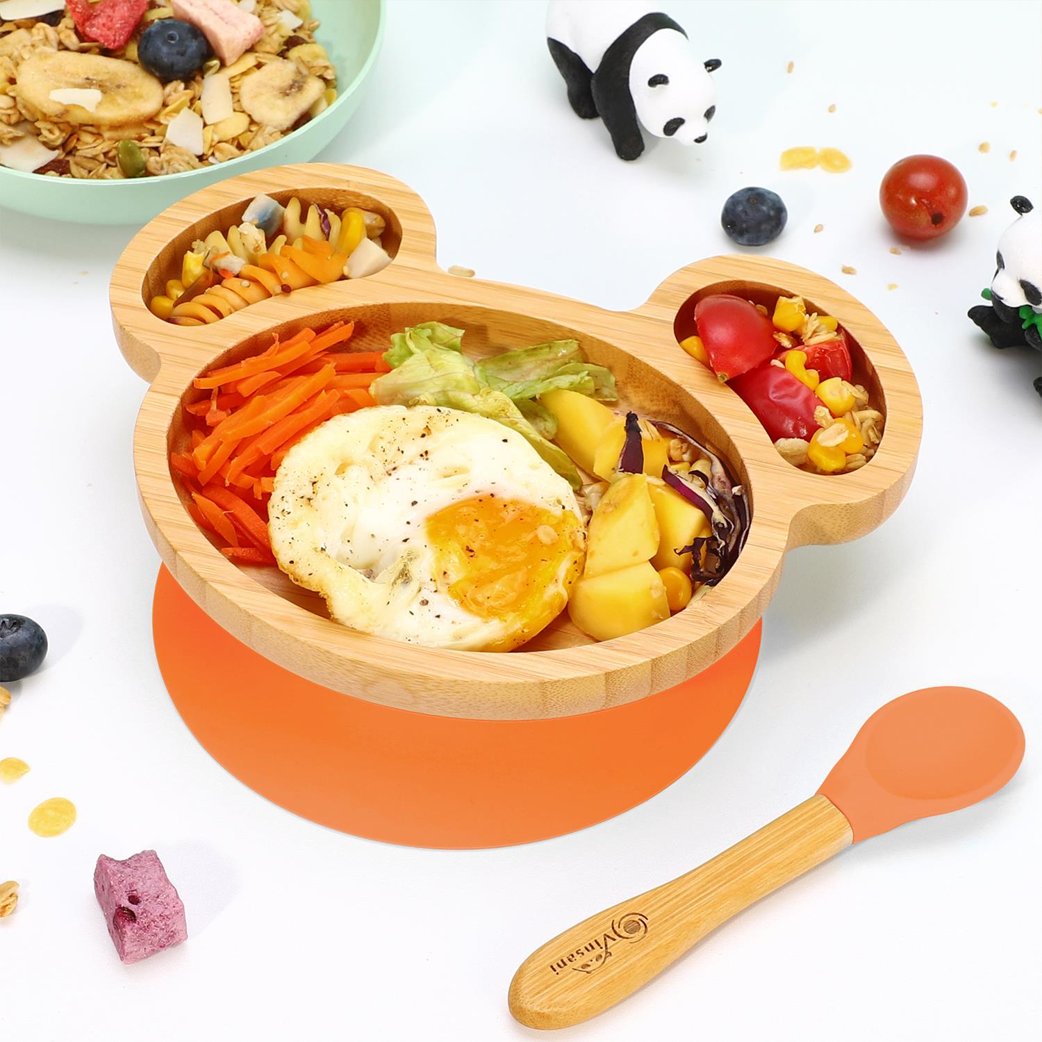Kids Bamboo Mouse Plate & Spoon Set: Safe, Fun, and Non - Slip Mealtime Magic! - Bamboo Can Do