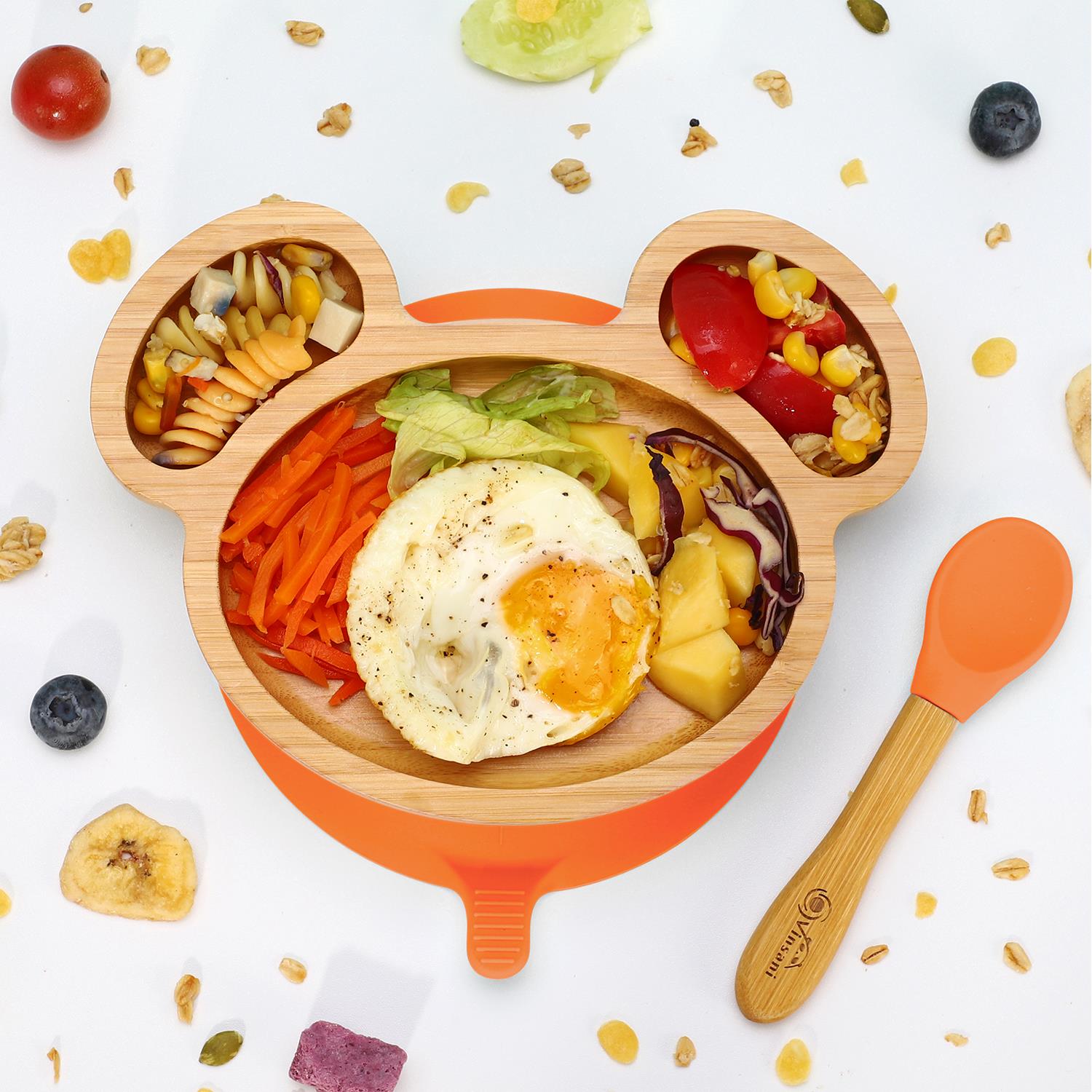 Kids Bamboo Mouse Plate & Spoon Set: Safe, Fun, and Non - Slip Mealtime Magic! - Bamboo Can Do