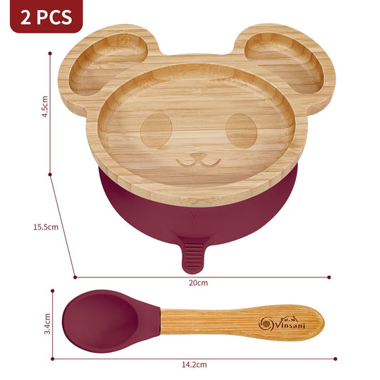 Kids Bamboo Mouse Plate & Spoon Set: Safe, Fun, and Non - Slip Mealtime Magic! - Bamboo Can Do