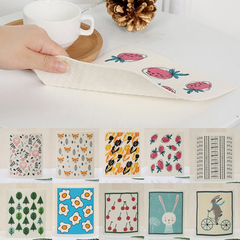 Eco - Friendly Super Absorbent Bamboo Dishcloth - Quick Dry & Easy Cleanup In Multple Fun Designs! - Bamboo Can Do