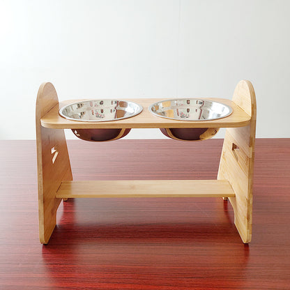Medium & Large Dog Bamboo Adjustable Feeding Stand
