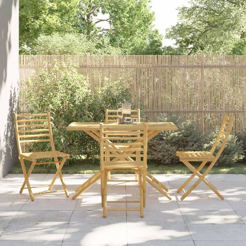 vidaXL 5 Piece Garden Dining Set Bamboo - Bamboo Can Do