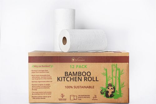 Eco - Friendly Bamboo Kitchen Roll - 12 Pack, Strong & Super Absorbent - Bamboo Can Do