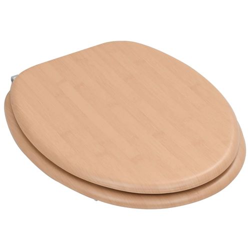 Bamboo Elegance: vidaXL Universal MDF Toilet Seat with Chrome Hinge - Bamboo Can Do