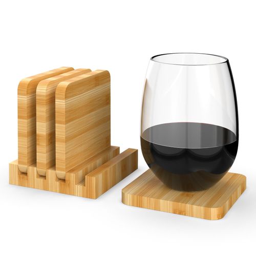 Natural Bamboo Coasters - Stylish, Sturdy & Space - Saving Design - Bamboo Can Do