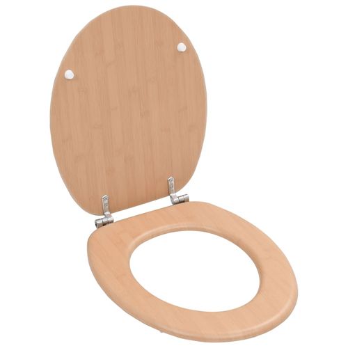 Bamboo Elegance: vidaXL Universal MDF Toilet Seat with Chrome Hinge - Bamboo Can Do